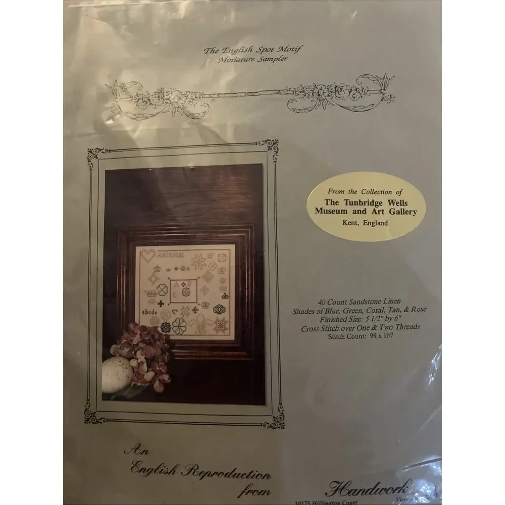 1995 The English Spot Motif Miniature Sampler Circa 1700s Cross Stitch Kit OOP